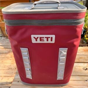 YETI Burgundy Soft Cooler with Gray Accents